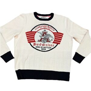 READ Budweiser Retro Sweater Anheuser-Busch Official Knit Logo Mens Size Large